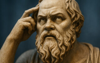 Sokrates (nach der Skulptur aus dem Louvre) begreift die Welt nicht mehr.